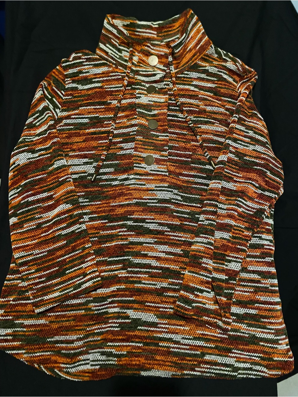 Ruby Rd. Multicolor Striped Turtleneck Sweater - Rust & Olive - Picture 2 of 8